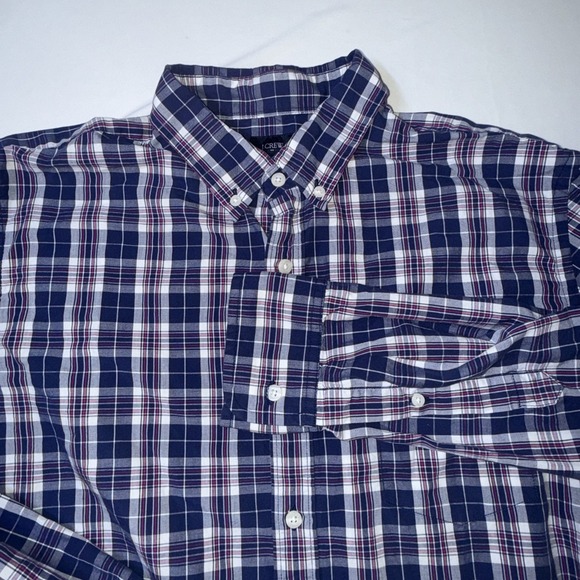 J.Crew Other - J.Crew Mens Plaid Button Down Shirt Blue Cotton Size Large Preppy Coastal Casual